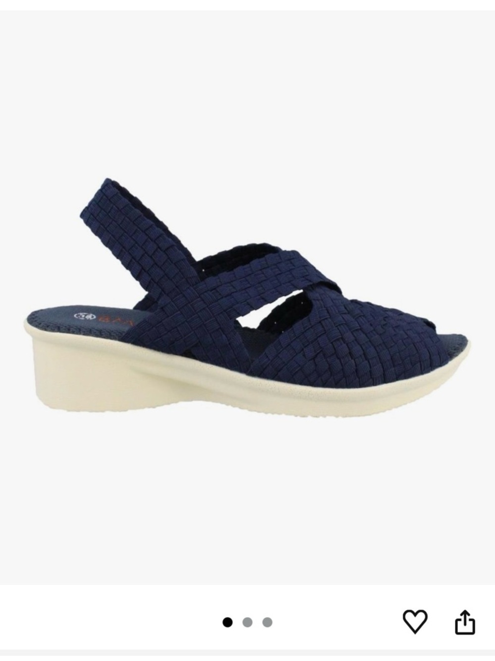 Women's Navy Woven Slingback Sandal - Comfort Wedge